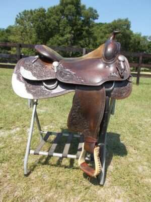 16 Wenger Reining Saddle, Suede Seat, Silver Overlay.