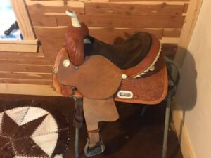 High horse by Circle Y barrel racing saddle